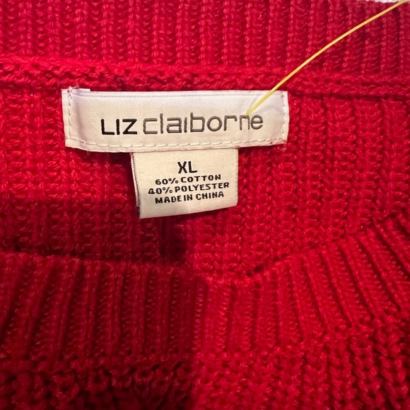 Vintage 90s Liz Claiborne red knit sweater - Picture 3 of 3